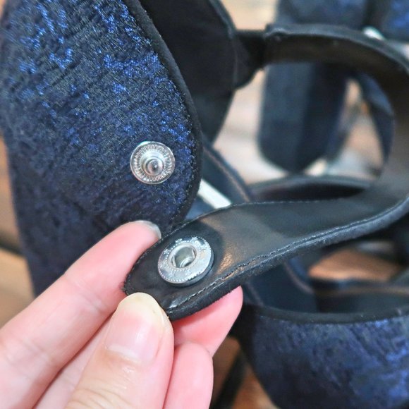 Zara Block Tapestry Heels Sandals 8 - Picture 7 of 11